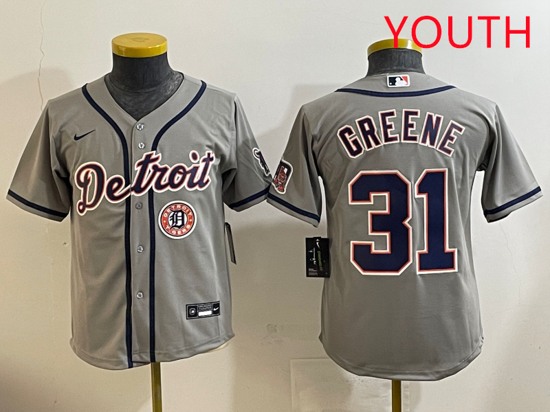 Youth 2025 Detroit Tigers #31 Greene grey Nike MLB jersey style 3->youth mlb jersey->Youth Jersey